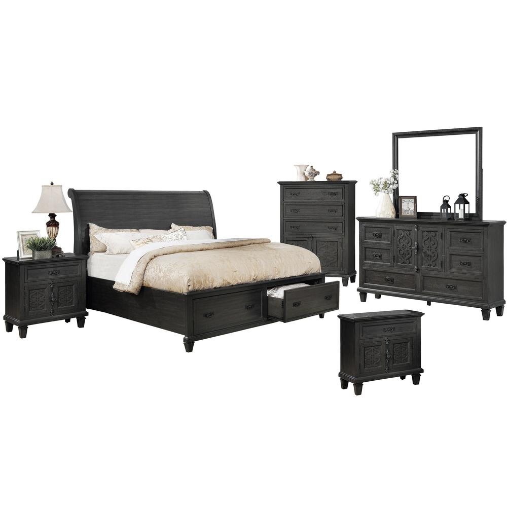 Best Quality Furniture Sleigh 6 Piece Bedroom Set, Queen