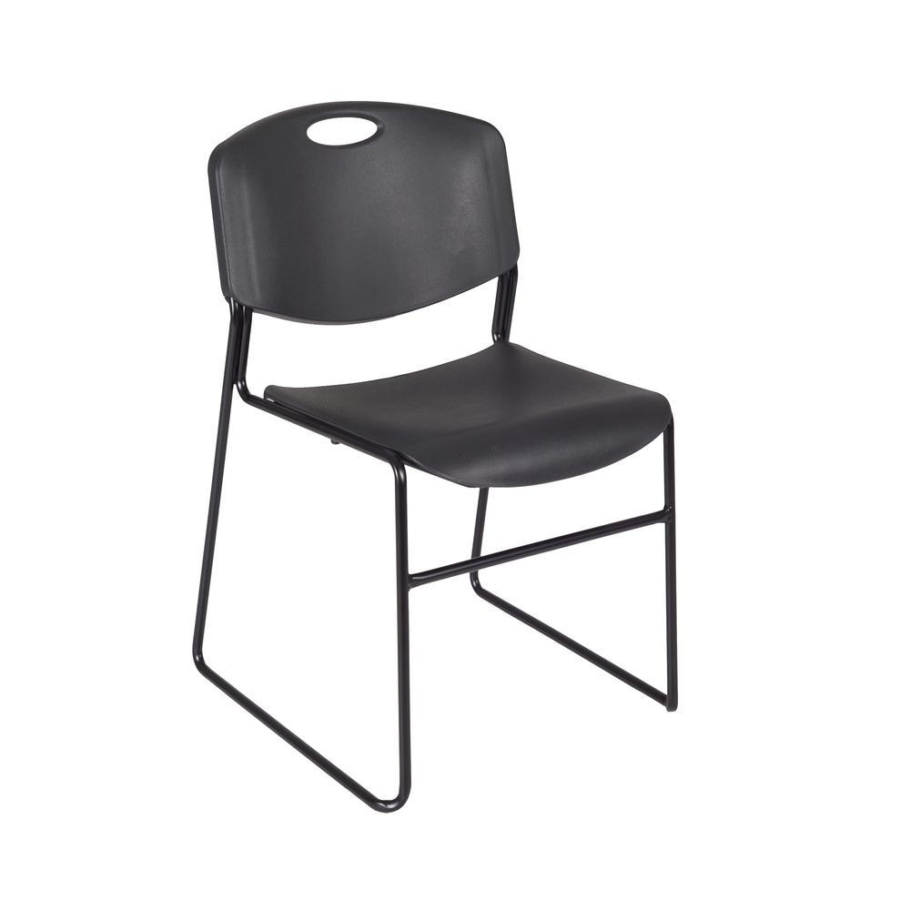 Regency Kahlo 36 in. Round Breakroom Table- Cherry Top, Black Base & 4 Zeng Stack Chairs- Black