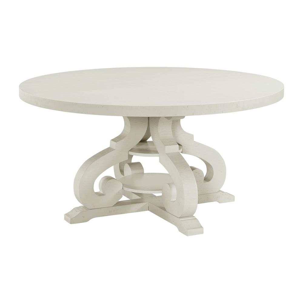 Elements Picket House Furnishings Stanford Round Dining Table in White