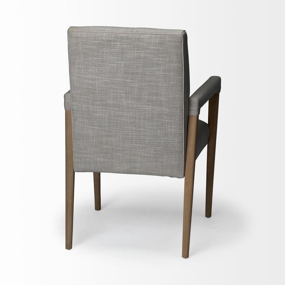 Homeroots Kitchen & Dining Grey Fabric Wrap with Brown Wooden Frame Dining Chair - 380409