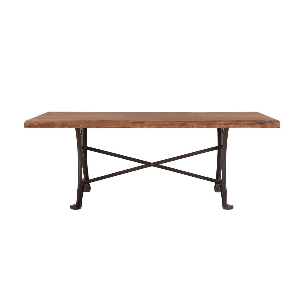 World Interiors Blayne 80-Inch Live Edge Dining Table with Antique Zinc Base