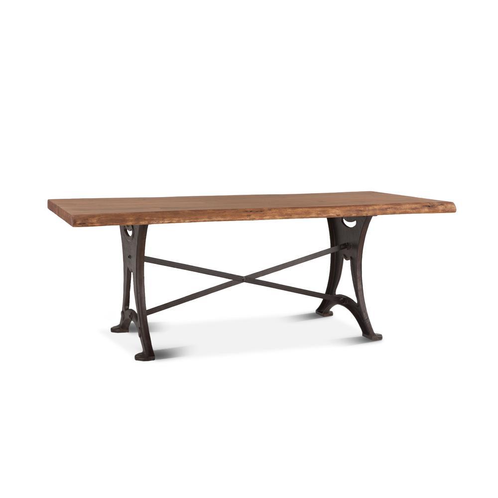 World Interiors Blayne 80-Inch Live Edge Dining Table with Antique Zinc Base