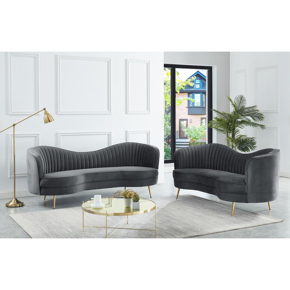 Best Master Furniture Wallace 2-piece Modern Velvet Sofa and Loveseat Set in Gray