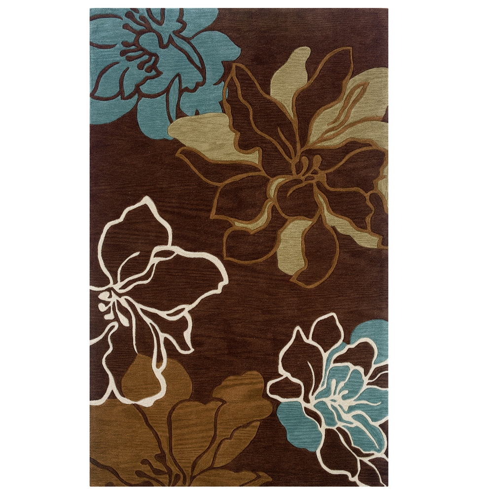 Linon Trio Space Dyed Brown & Turquoise 8x10, Rug