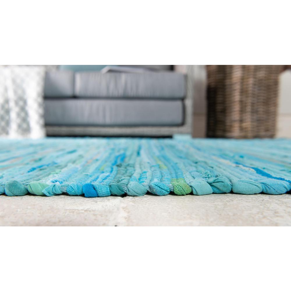Unique Loom Striped Chindi Cotton Rug, Turquoise (8' 0 x 10' 0)