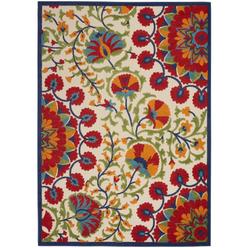 HomeRoots Outdoor 4' X 6' Red And Ivory Floral Indoor Outdoor Area Rug