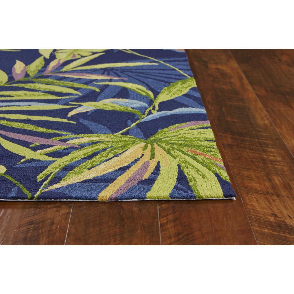 HomeRoots Home Decor 5' x 7' Ink Blue Tropical Leaves UV Treated Indoor Outdoor Area Rug - 352784