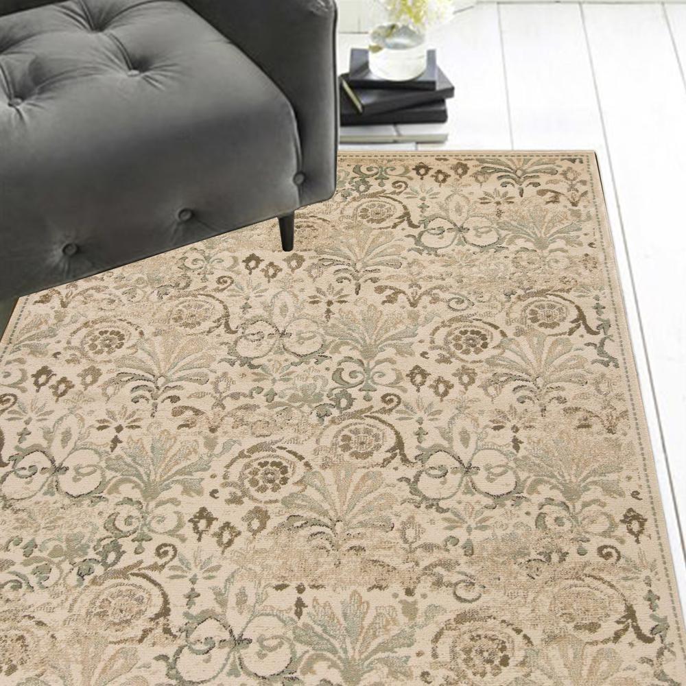 HomeRoots Home Decor 3'x5' Ivory Machine Woven Floral Traditional Indoor Area Rug - 353476