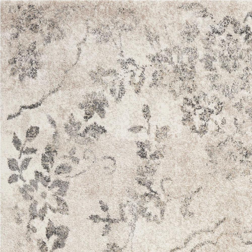HomeRoots Home Decor 7' Grey Machine Woven Distressed Floral Medallion Indoor Runner Rug - 353864