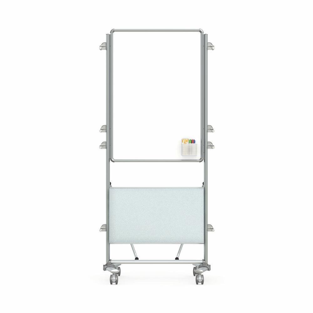 Ghent Nexus Easel+, Mobile 2-Sided Porcelain Magnetic Whiteboard with Tablet Storage, 39"H x 26"W