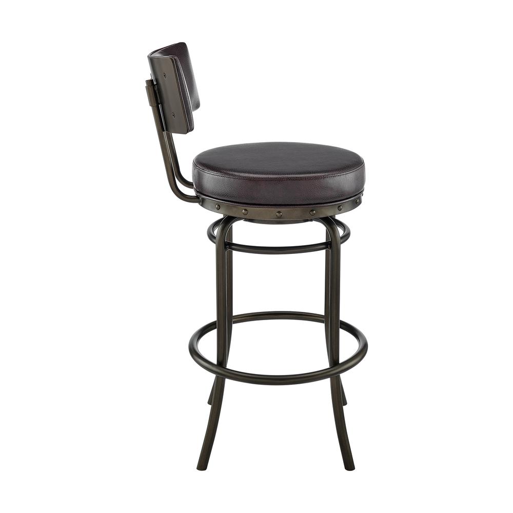 Armen Living Rees Swivel Counter or Bar Stool Mocha Finish with Brown Faux Leather