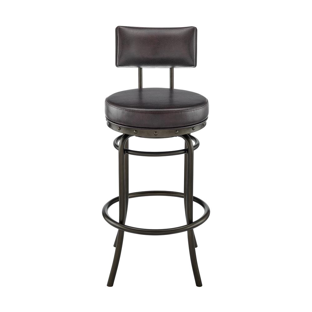 Armen Living Rees Swivel Counter or Bar Stool Mocha Finish with Brown Faux Leather