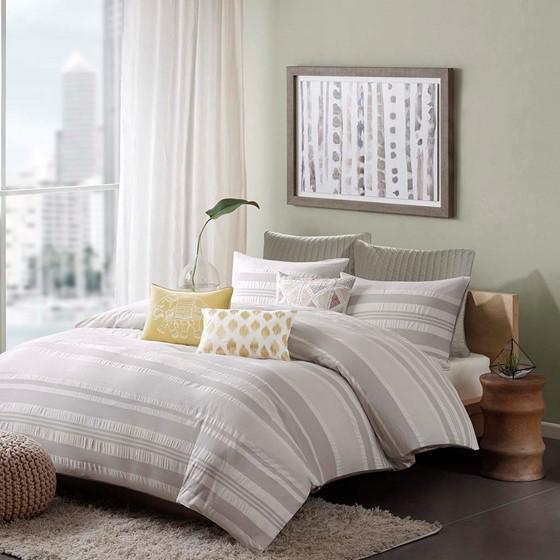Belen Kox Seersucker Stripe Cotton Comforter Bedding Set, Belen Kox