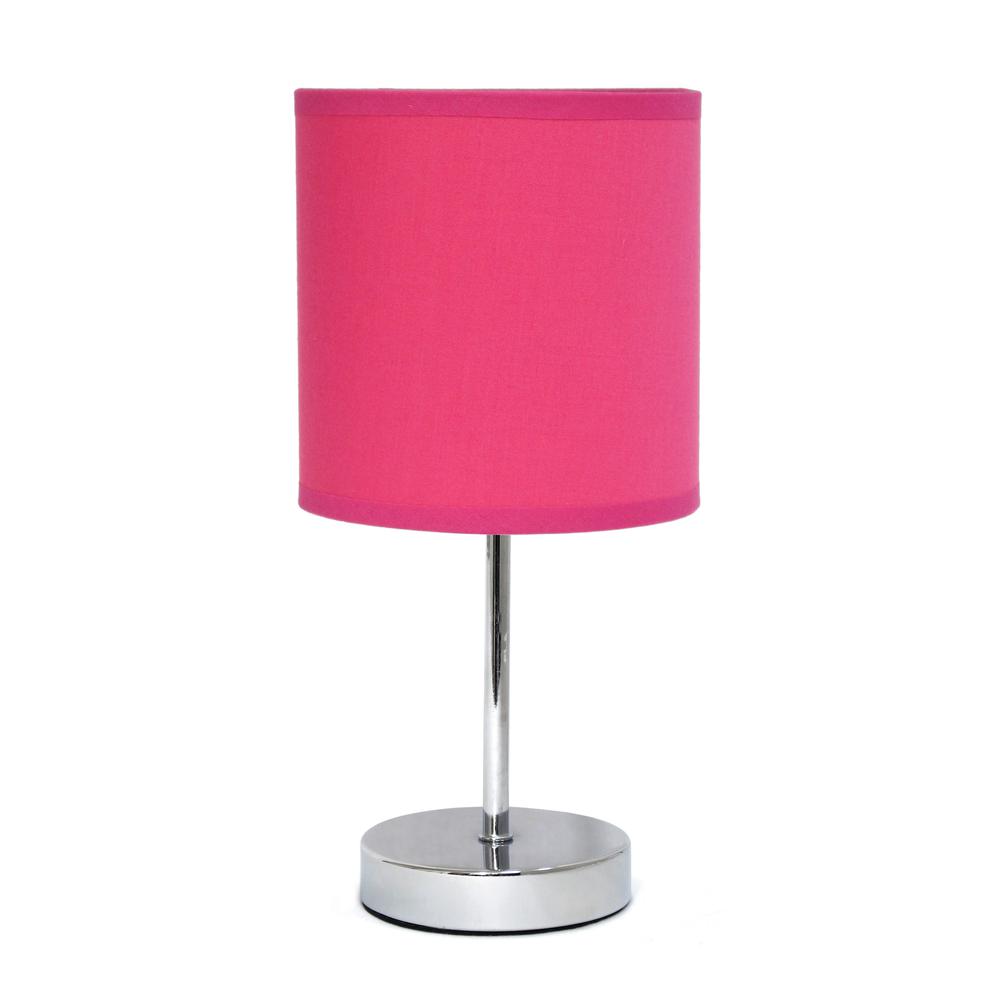 Creekwood Home Nauru 11.81"Table Desk Lamp in Chrom, Hot Pink
