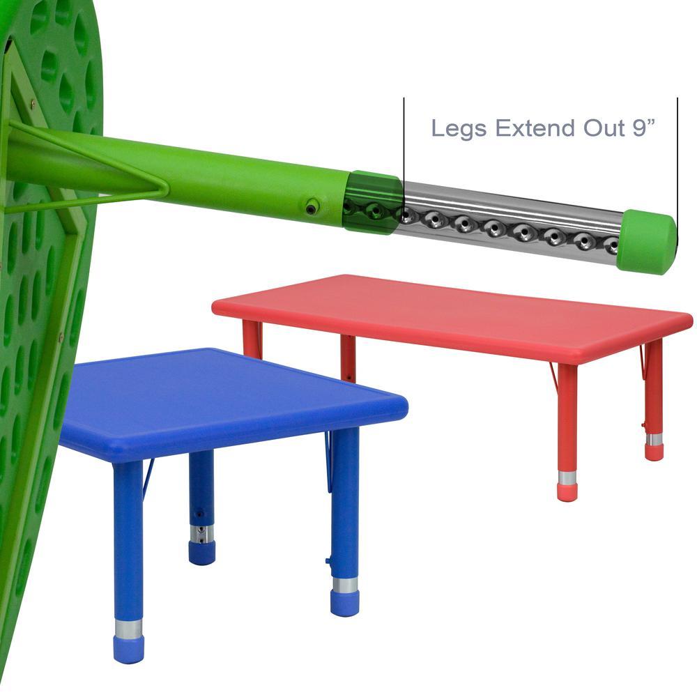 Flash Furniture 24''W x 48''L Rectangular Green Plastic Height Adjustable Activity Table