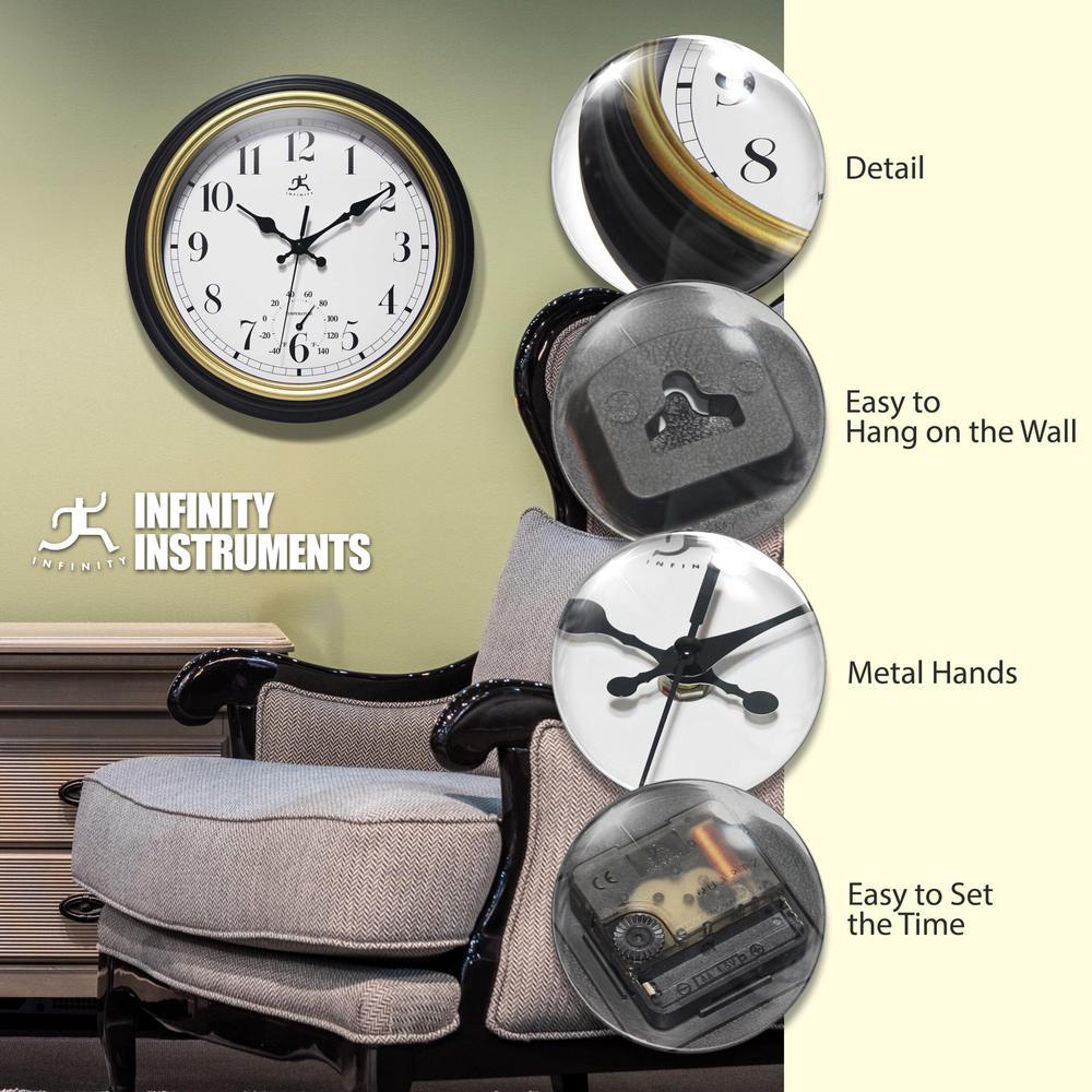 Infinity Instruments Classic Gold Trim Indoor/Outdoor Wall Clock, 12"