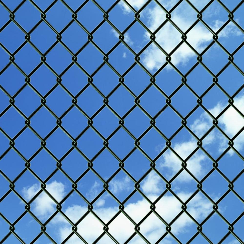 vidaXL Chain Link Fence with Posts Steel 59.1"x 984.3" Green, 140359