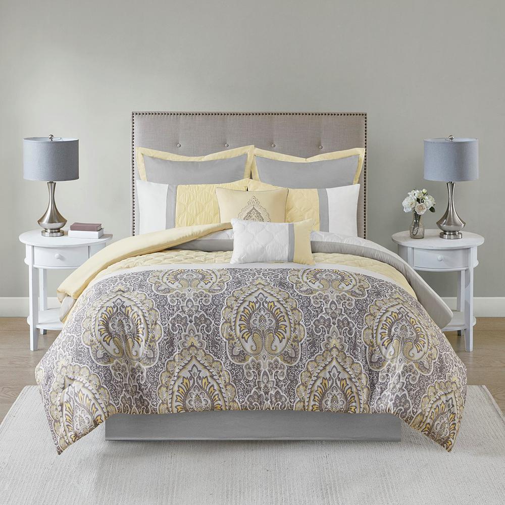 510 Design 8 Piece Comforter Set, 104x92, Yellow, King1