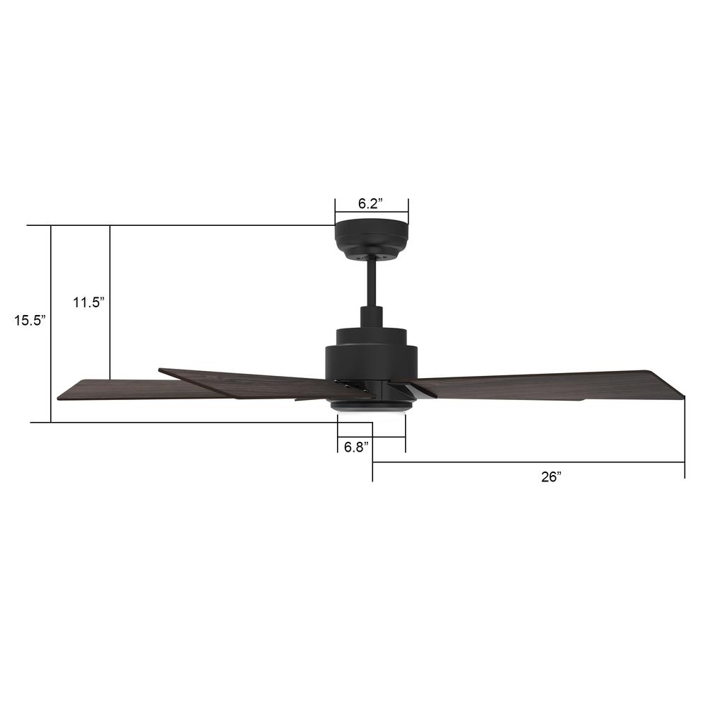 Carro Ascender 52-inch Smart Ceiling Fan with Remote, Light Kit Included, Black