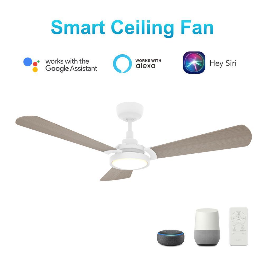 Carro Brisa  52-inch Smart Ceiling Fan with Remote, Light Kit Included, White Finish