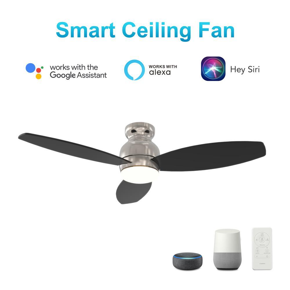 Carro Trento 48-inch Smart Ceiling Fan with Remote, Light Kit Included, Silver Finish