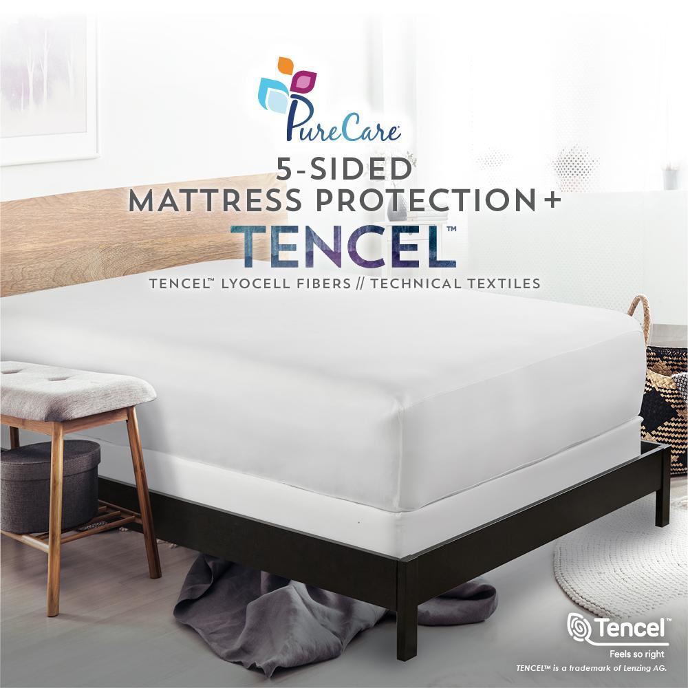 PureCare Tencel 5-Sided Mattress Protector Full, White
