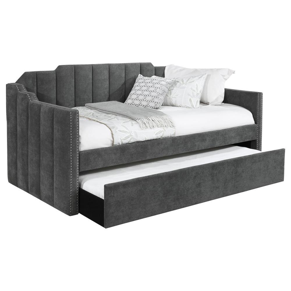 Coaster Kingston Upholstered Twin Daybed with Trundle Charcoal