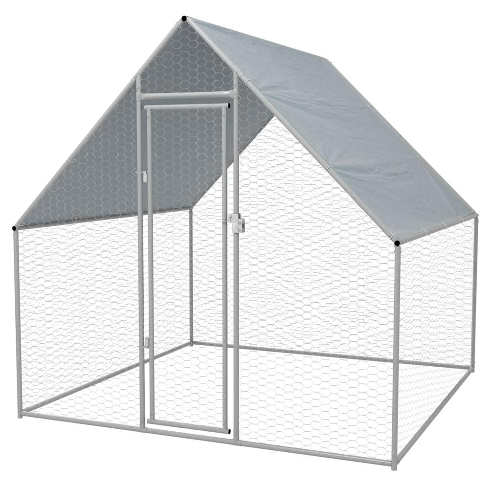 vidaXL Outdoor Chicken Cage Galvanized Steel 6'6"x6'6"x6'3", 170494