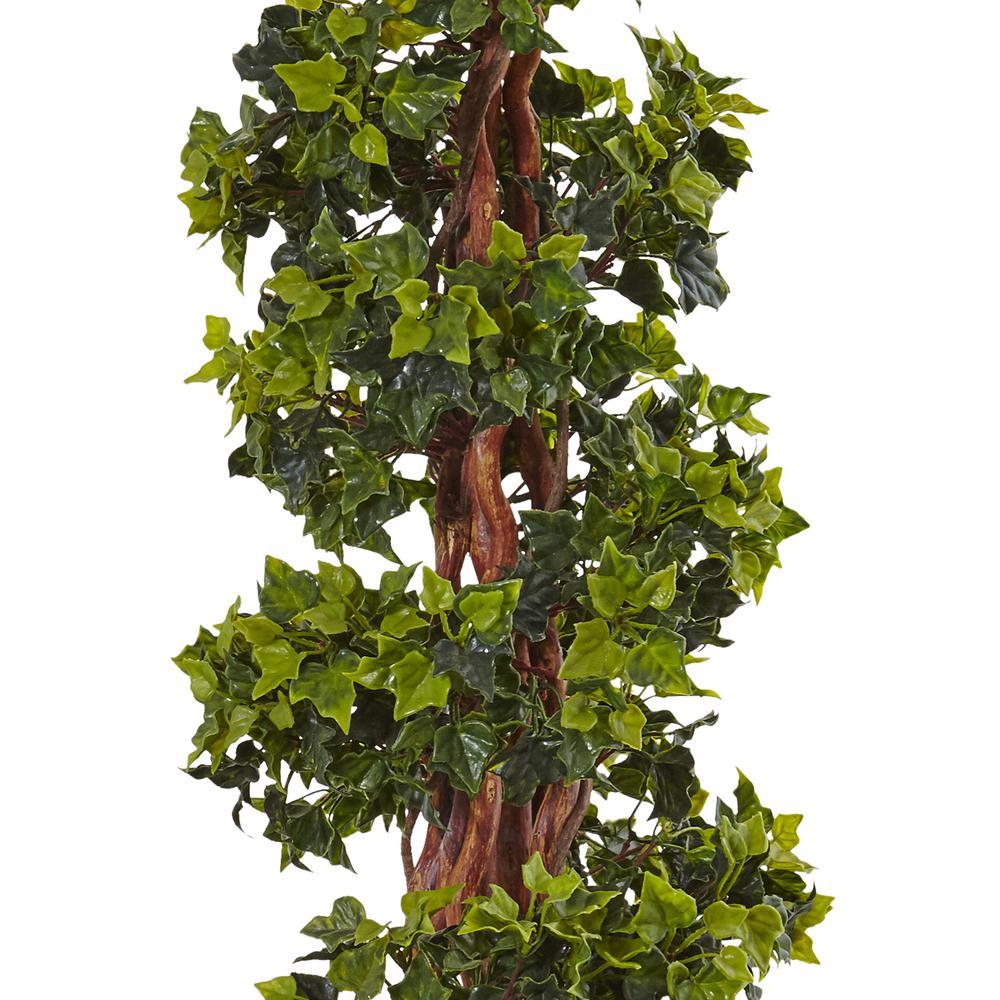 Nearly Natural 4ft. English Ivy Spiral Artificial Tree in Metal Planter, UV Resistant (Indoor/Outdoor)