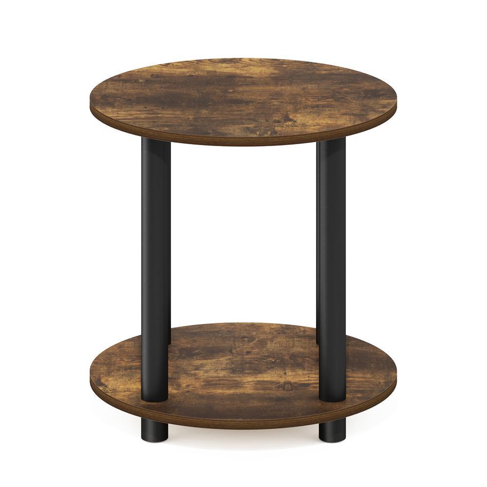 Furinno Turn-N-Tube 2-Tier Round Wooden End Table, Amber Pine