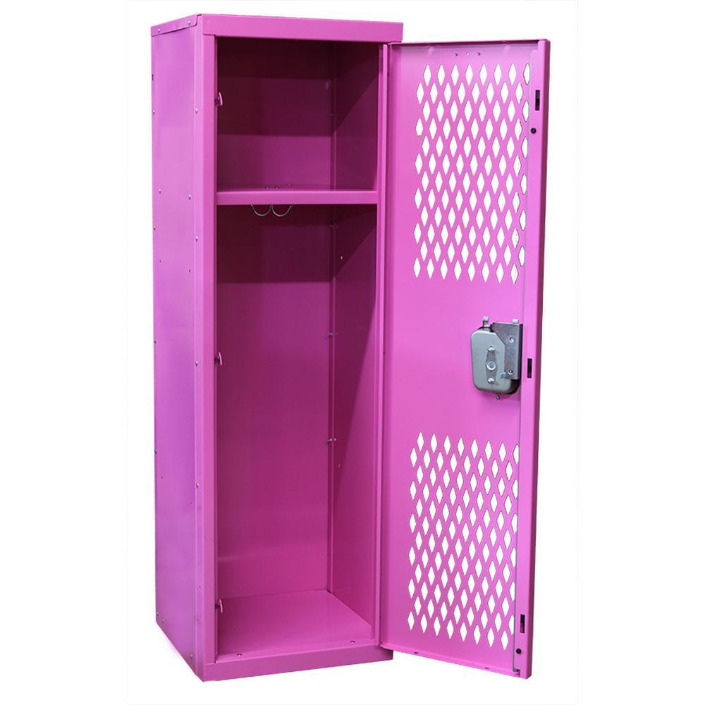 Hallowell Home Team Locker, 15"W x 15"D x 48"H, 1133 Bubble Gum (pink), Single Tier, 1-Wide, Knock-Down