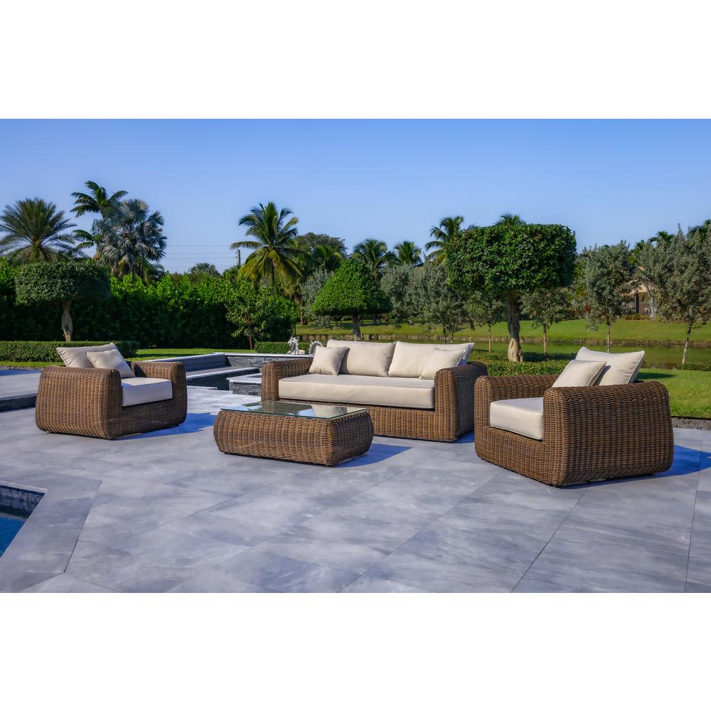 OUTSY Milo Lux 4-Piece Outdoor and Backyard Extra Deep Seating Wicker Furniture Set