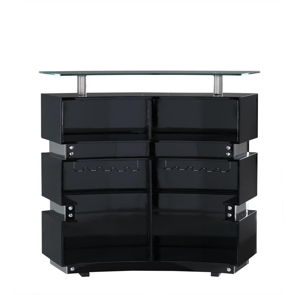 Chintaly Contemporary Channeled Front Bar, XENIA-BAR-BLK