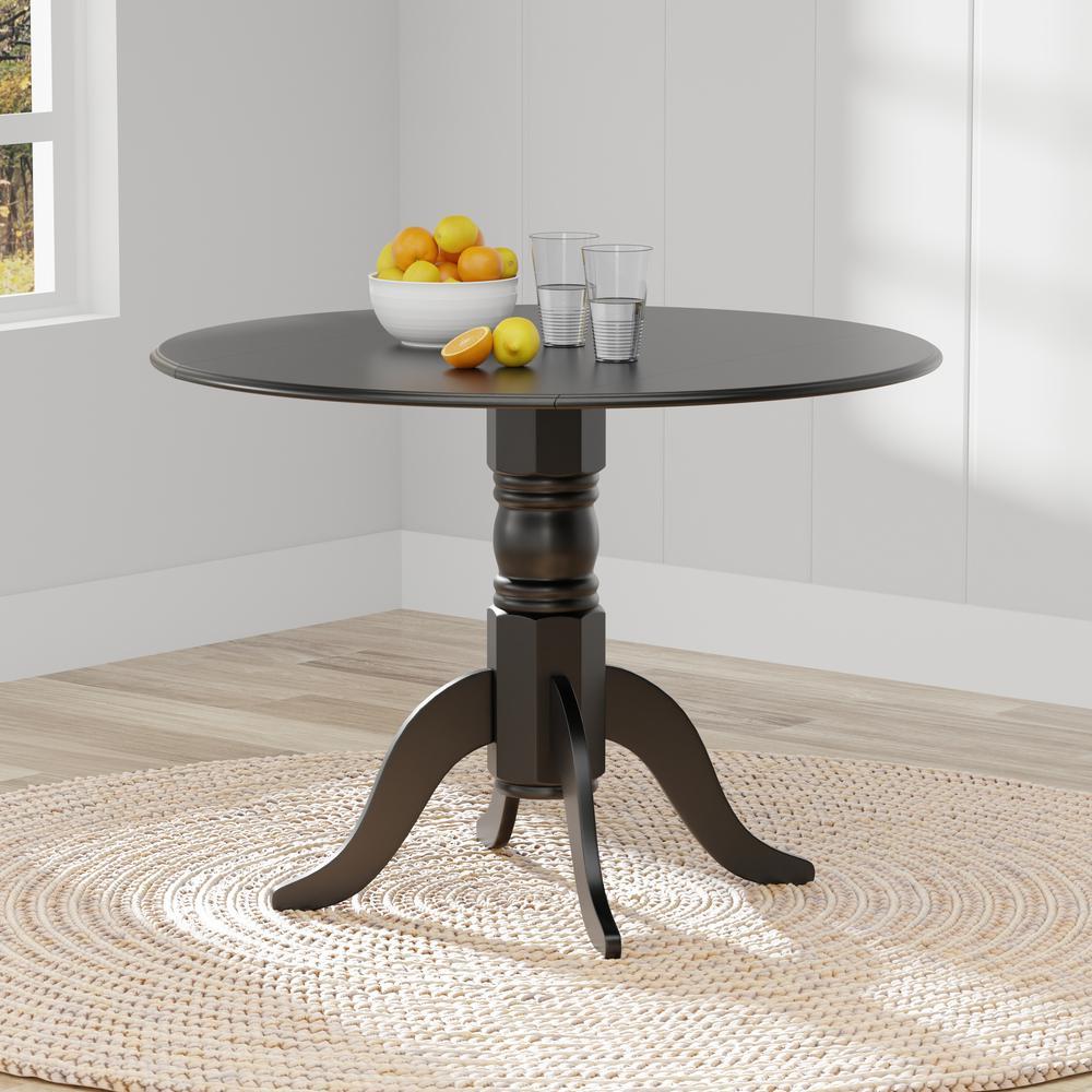 Glenwillow Home 42” Wood Pedestal Base Dbl Drop Leaf Dining Table - Black