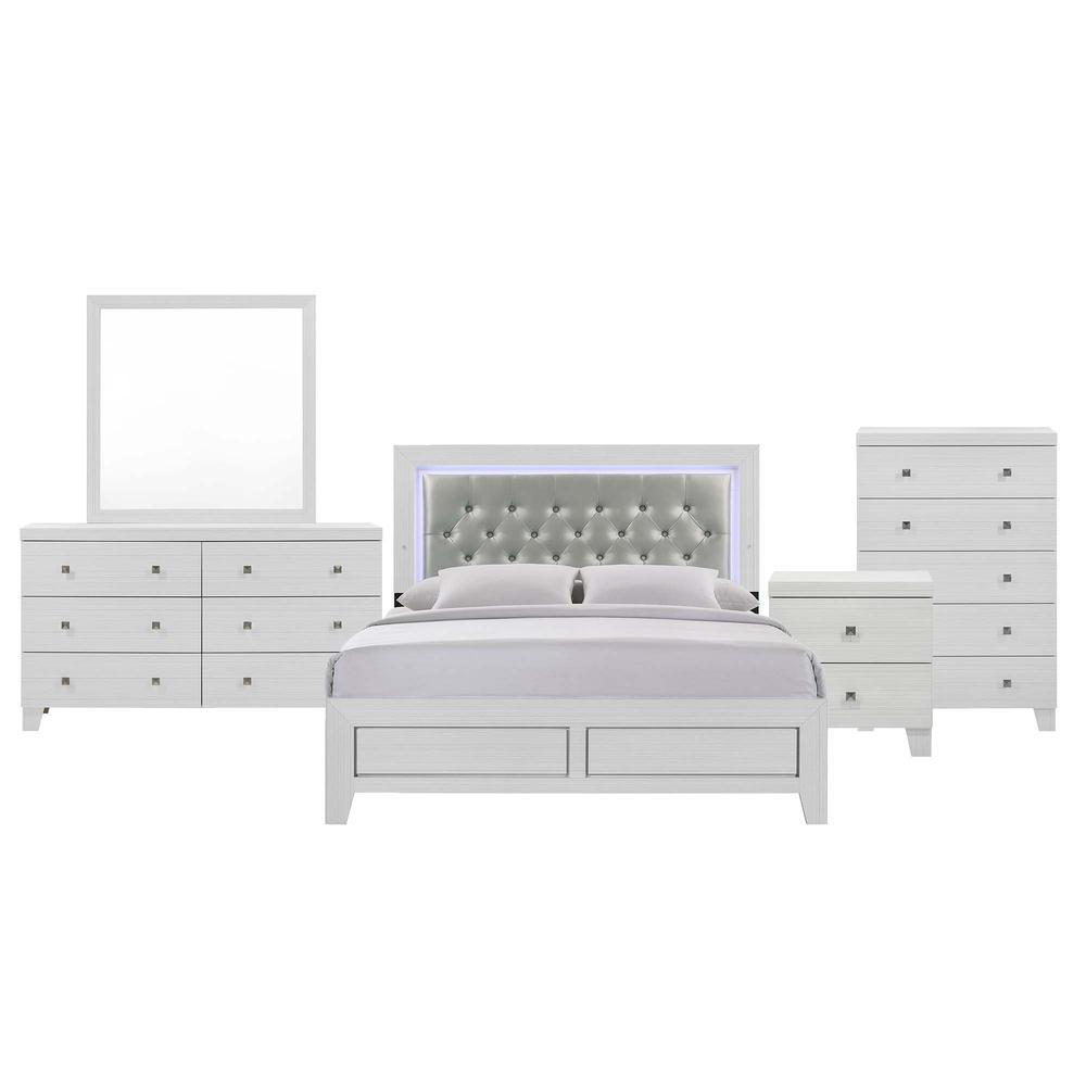 Elements Picket House Furnishings Icon Queen Panel 5PC Bedroom Set in White