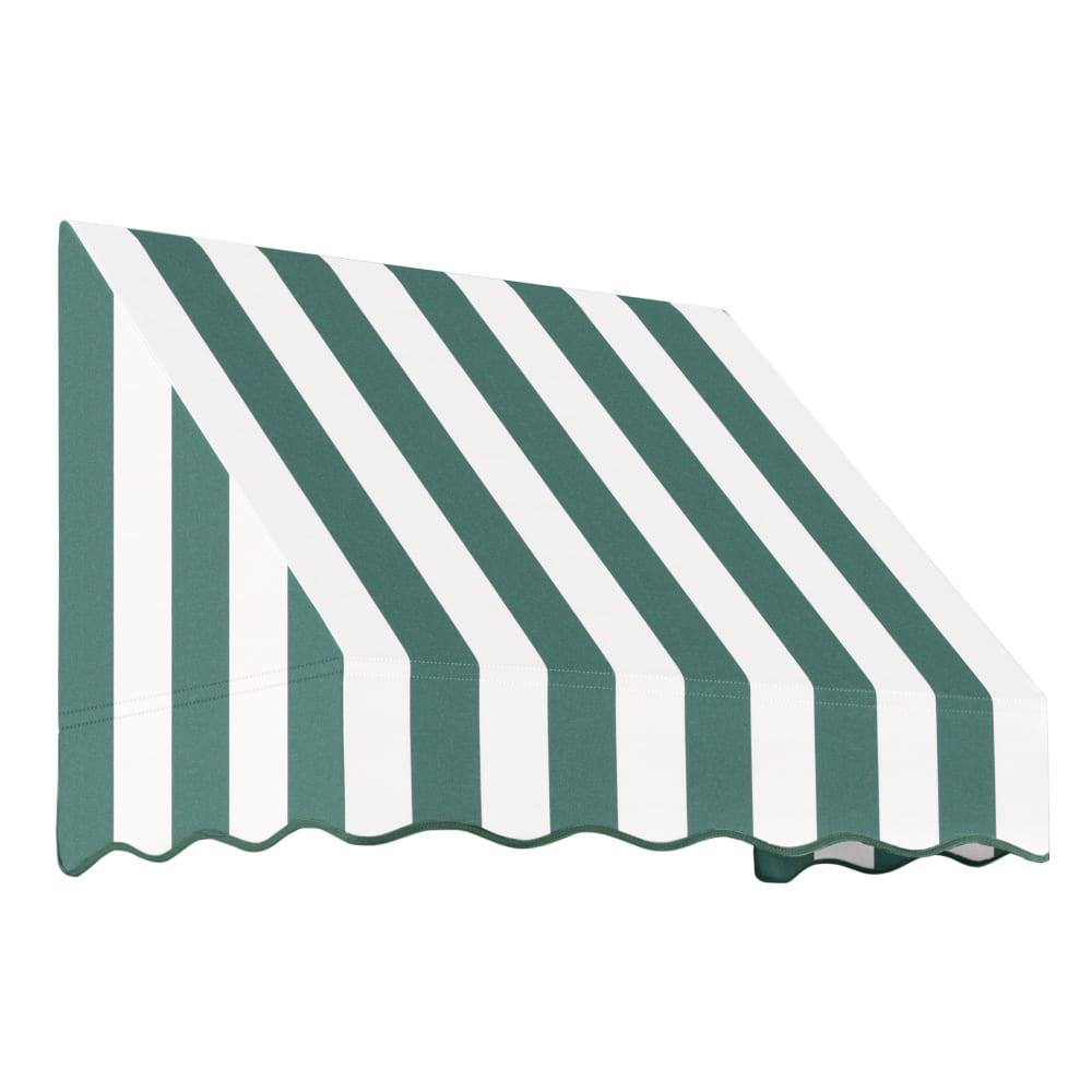 Awntech 3.375 ft San Francisco Fixed Awning Acrylic Fabric, Forest/White Stripe