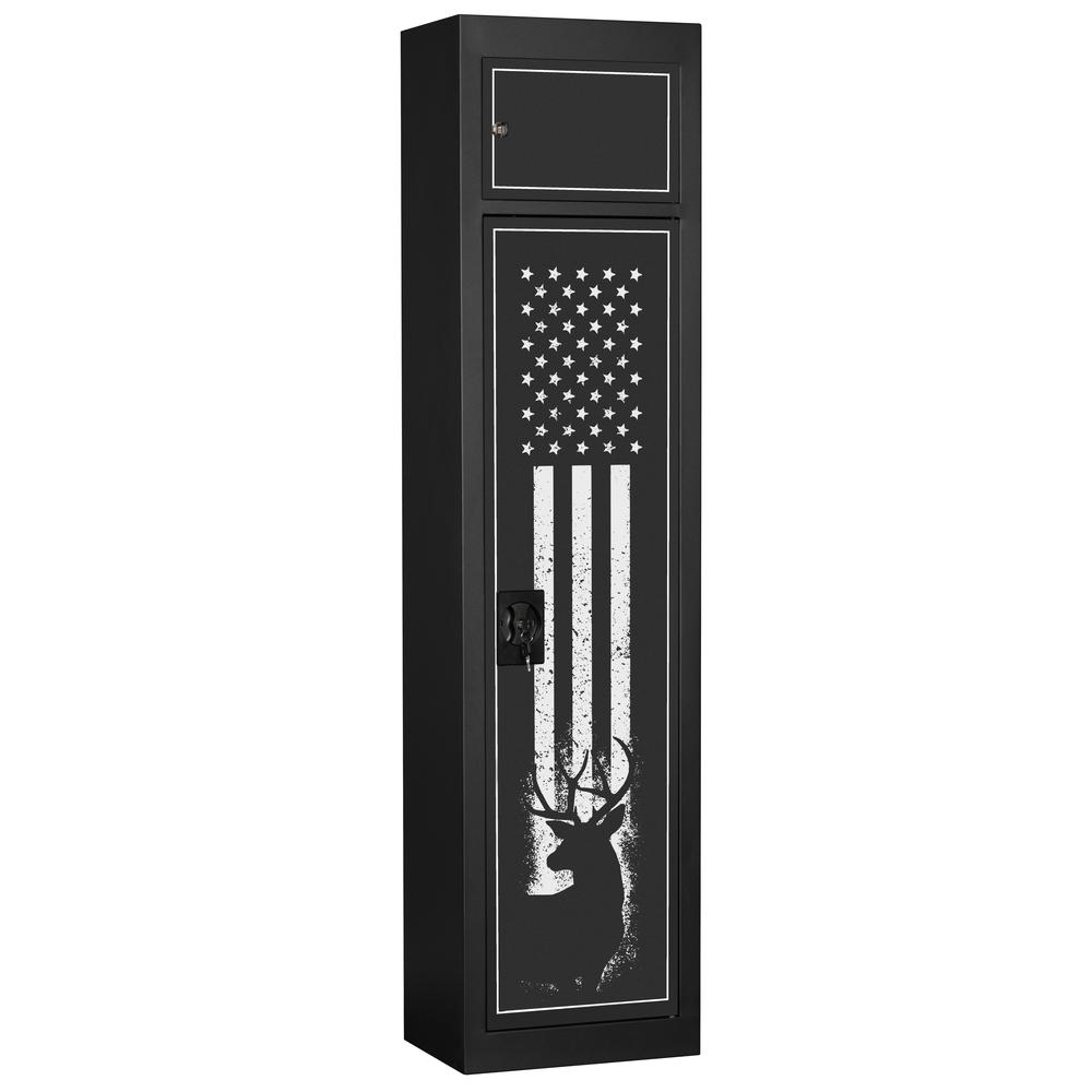 American Furniture Classics Model 900, 5 Gun Metal Security Cabinet with separate pistol/ammo area