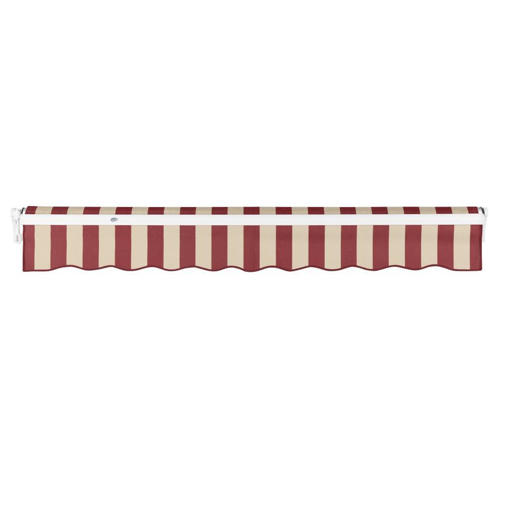 AWNTECH 18' x 10' Maui Manual Patio Retractable Awning, Burgundy/Tan Stripe