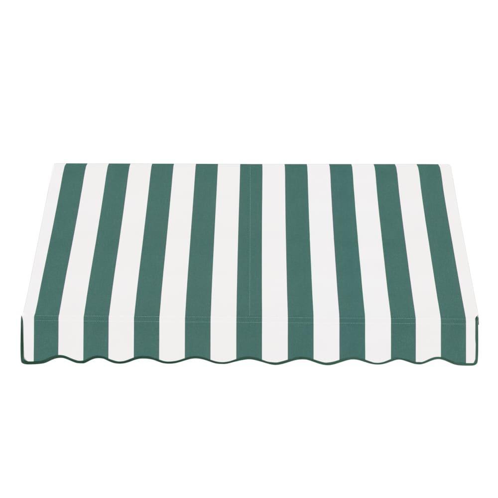 Awntech 5.375 ft Dallas Retro Fixed Awning Acrylic Fabric, Forest/White Stripe