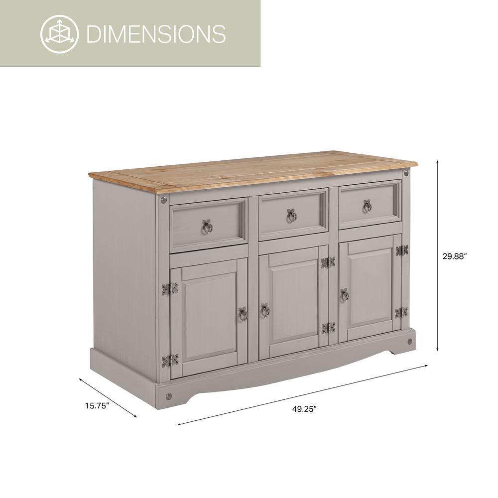 OS Home and Office Furniture Model COG388 Cottage Series Wood Buffet Sideboard in Corona Gray