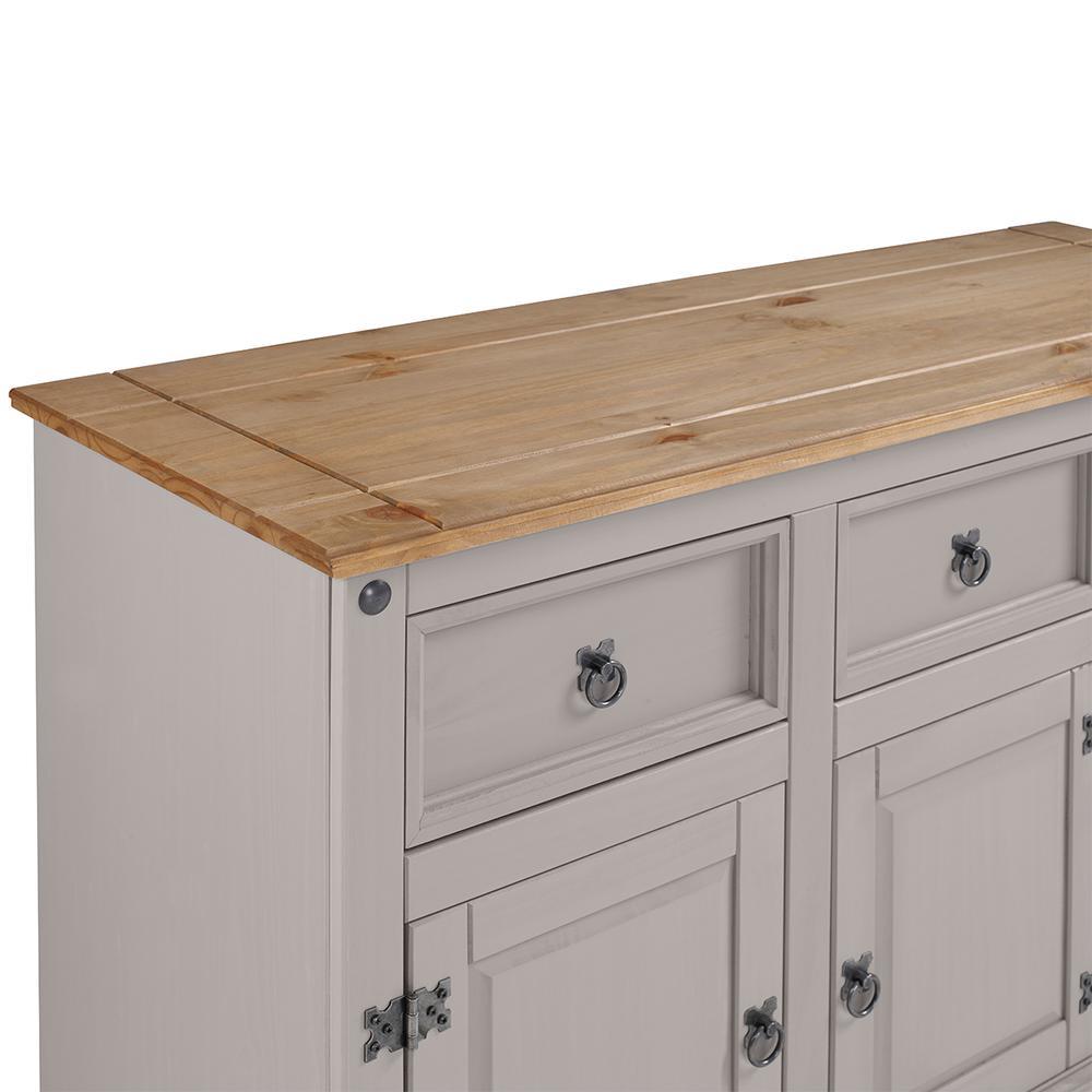 OS Home and Office Furniture Model COG388 Cottage Series Wood Buffet Sideboard in Corona Gray