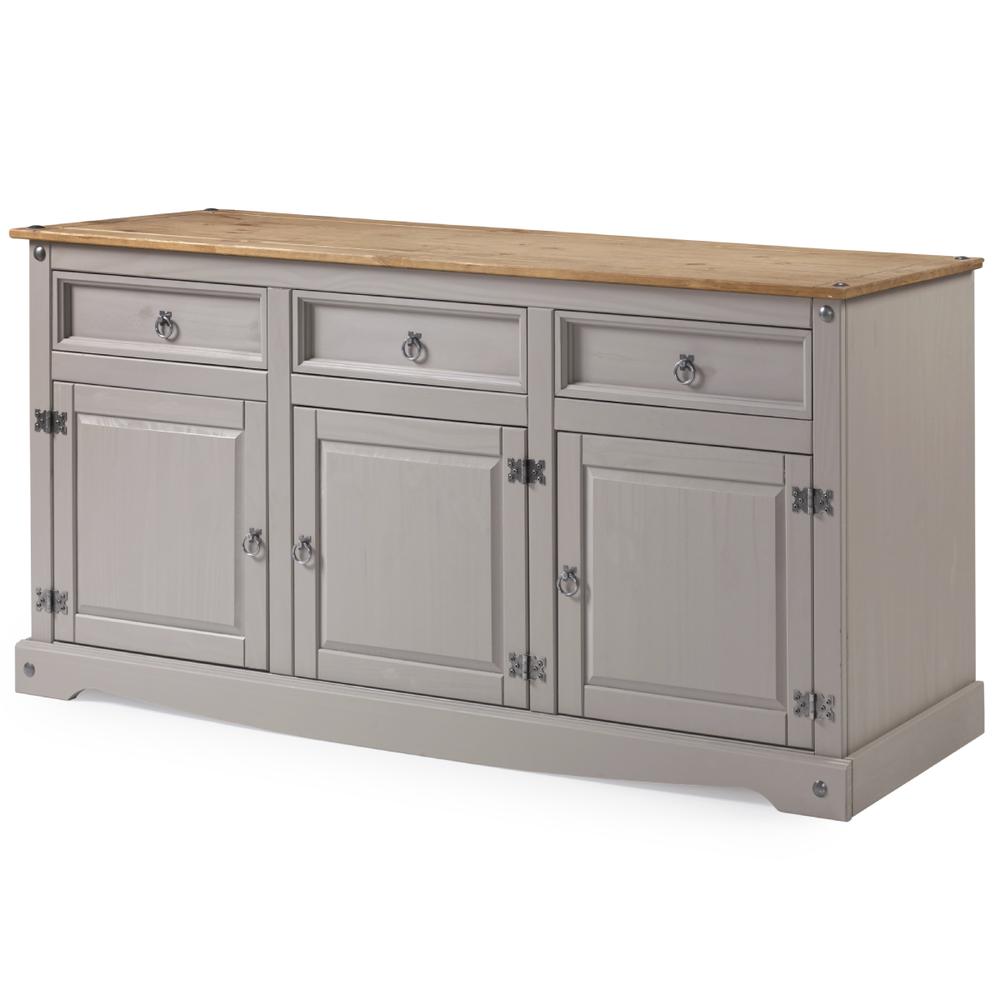OS Home and Office Furniture Model COG917 Cottage Series Wood Buffet Sideboard in Corona Gray