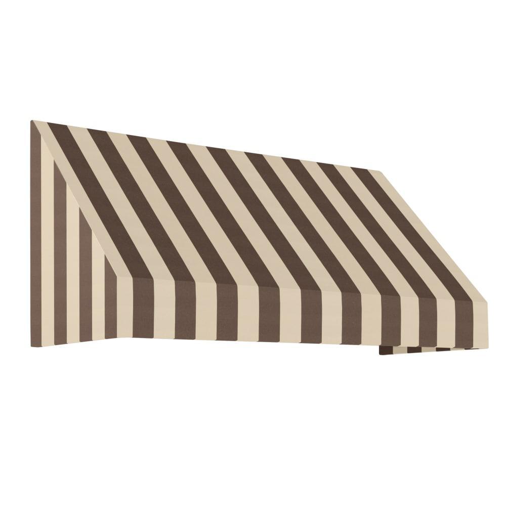 Awntech 5.375 ft New Yorker Fixed Awning Acrylic Fabric, Brown/Tan Stripe