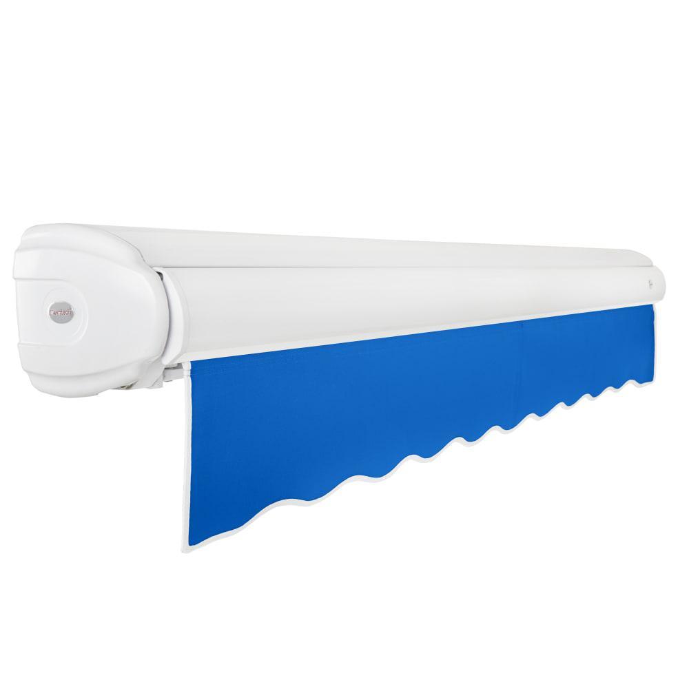 AWNTECH 24' x 10' Full Cassette Right Motorized Patio Retractable Awning, Bright Blue