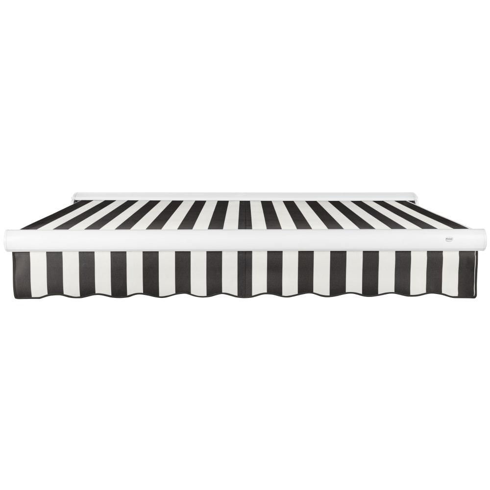 AWNTECH 24' x 10' Full Cassette Manual Patio Retractable Awning, Black/White Stripe
