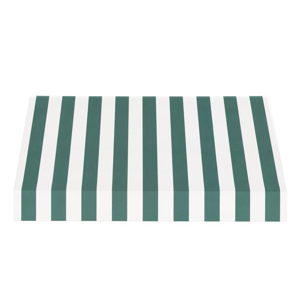 Awntech 6.375 ft New Yorker Fixed Awning Acrylic Fabric, Forest/White Stripe