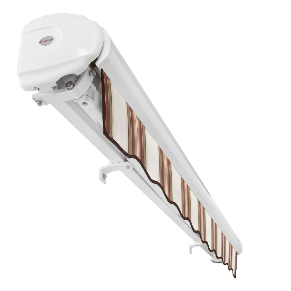 AWNTECH Full Cassette Right Motorized Patio Retractable Awning, Brown/Tan/Terracotta