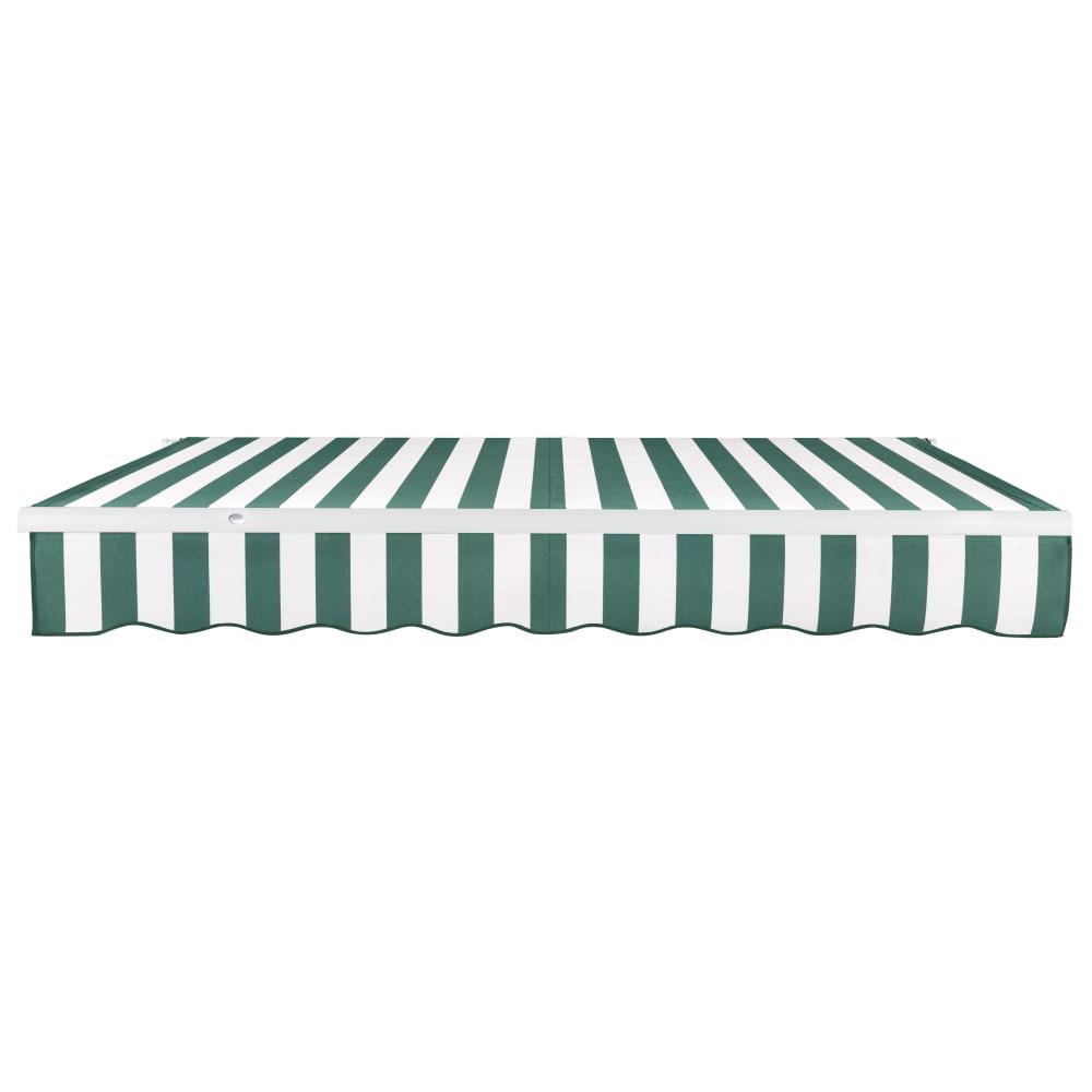 AWNTECH 12' x 10' Maui Manual Patio Retractable Awning, Forest/White Stripe