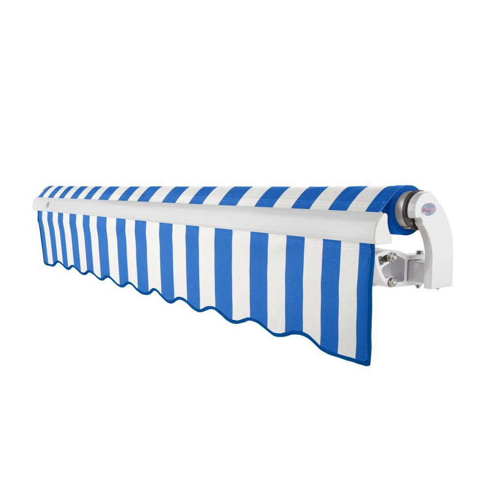 AWNTECH 20' x 10' Maui Left Motorized Patio Retractable Awning, Bright Blue/White Stripe