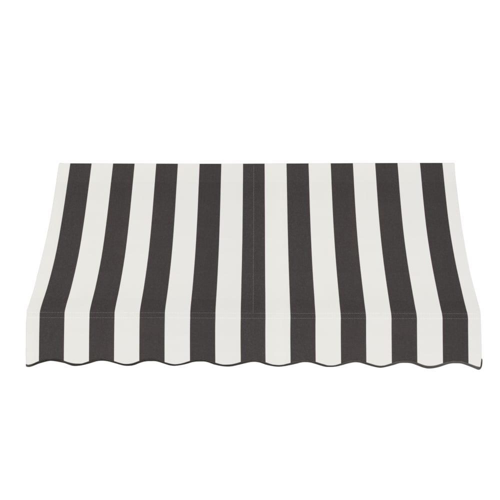 Awntech 6.375 ft Nantucket Fixed Awning Acrylic Fabric, Black/White Stripe